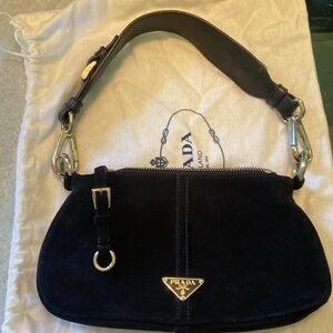 Prada suede purse with leather strap